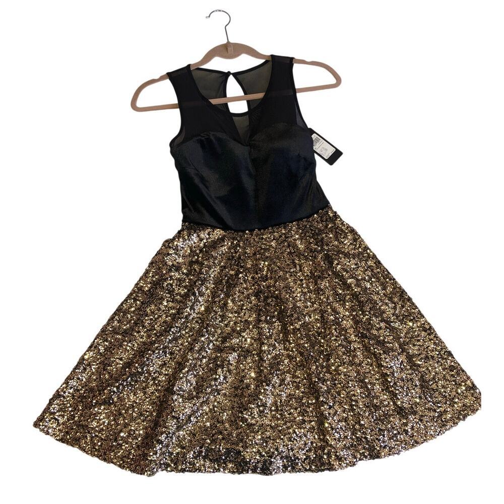 Guess Velvet Sequin Party Dress Size XS Black Gold Mini Glamoratti Indy Sleaze - Picture 3 of 15